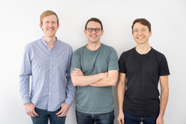 3 founders stand next to each other against a white background.