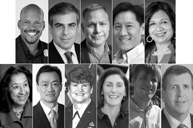 11 black-and-white portraits show the new members of the Corporation.