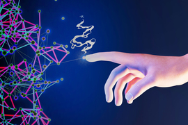 research article using nursing theory A hand touches an array of lines and nodes, and a fizzle appears.