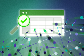 The nodes of a large language model burst out from a spreadsheet