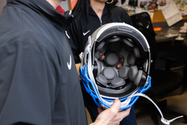 The inside of an Apache helmet