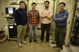 Liang Fu, Tonghang Han, Zach Hadjri, and Long Ju pose for portrait