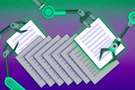 Row of papers, and robots grab first and last sheets.