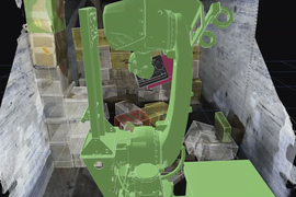 Robot-vision view of the Pickle Robot seeing boxes.