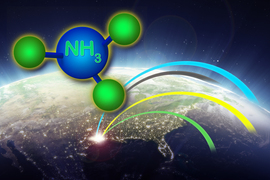 Lines emanate from Houston and spread across the globe.