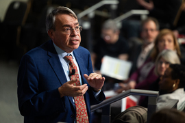 Dimitris Bertsimas answering audience questions