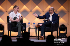 Matthew Benham and Roger Bennett on stage.