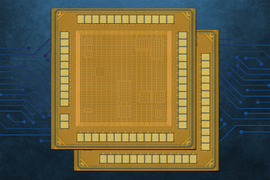 Two golden square chips