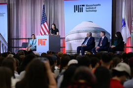 Professor Anna Huang addresses the audience