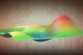 An undulating, colorful waveform
