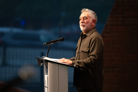 Hashim Sarkis speaks at podium