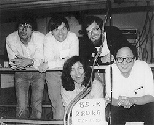 Nobel Prize work was being done on Feb. 16, 1984, in MIT's Francis Bitter National Magnet Laboratory when visiting scientists Horst St������rmer (left front) and Daniel Tsui (right front) posed on the balcony above MIT's Hybrid II magnet, at the time the world's most powerful DC magnet. Behind St������rmer and Tsui are, left to right, Alb...