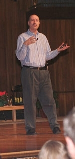 Professor Yoshi Sheffi entertained the audience during his Tech Day presentation.