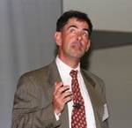 Professor Edward F. Crawley, head of the Department of Aeronautics and Astronautics, spoke to alumni and faculty at a gathering to celebrate the future and past of aerospace.