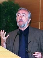 John W. Dower, the Elting E. Morison Professor of History, gestures during the SHASS panel "How do history and memory shape each other?"