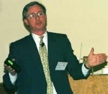 Professor Michael Golay speaks at a symposium on nuclear energy.