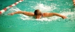 Karen Gleason butterflies her way across the pool recently.