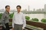 The Somani twins, Ashutosh (left) and Paritosh, on the roof deck of their Phi Beta Epsilon fraternity house.