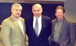 Former Israeli Prime Minister Benjamin Netanyahu and Sloan School alumnus (center) at MIT with Sloan Dean Richard Schmalansee (left) and Thomas Siebel, CEO and chair of Siebel Systems, Inc.