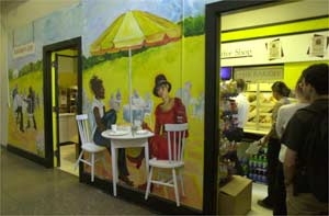 "Building 4 Caf�," a mural by Jennifer Cook-Chrysos, was recently installed by the Building 4 coffee shop.