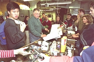 Students pass around a common household faucet in "Introduction to Household Plumbing," an IAP course taught by Facilities plumber Dan Gustafson.