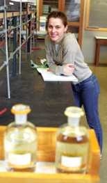 Erika Ebbel, a junior majoring in chemistry, shows her MIT workplace, the chemistry lab. The student plans to compete in the Miss Massachusetts contest.