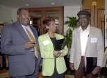 Quarter Century inductees (left to right) Timothy R. Downes, Paulette P.        Mosley and Bertram M. Clement, chat at a recent lunch.