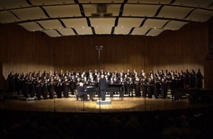 The MIT Concert Choir in a performance at Kresge Auditorium. The choir will perform at Symphony Hall with the Boston Pops tomorrow night.