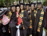 Among the happy diploma recipients were (left to right) graduating seniors Jeanette Stephenson, Dionna Alexander, Jovonne Bickerstaff, Aline Quenum, Oludolapo Falase and Candice Albritton.