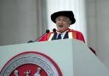 James Wolfensohn, president of the World Bank, giving the Commencement address.