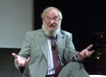 Professor Seymour Papert leads a symposium at the Media Lab on computers in education.
