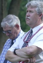 Safety officers Bill McShea, left, ad David Barber reflect during the ceremony.