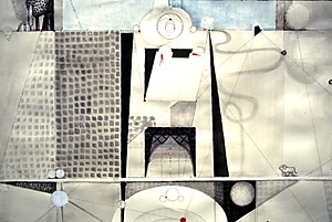 "City Portrait" (2001, mixed media on paper)