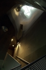 Looking up through a "study cave" in Simmons.