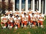 Offensive teammates, in a 1978 photo. The team wears its recycled Rochester Institute  of Technology uniforms.
