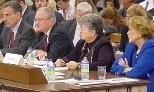 From left: Ronald Atlas, John Marburger, M.R.C. Greenwood and Sheila Widnall testifying before the House Science Committee.
