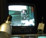 The view of Stephen Hawking on a monitor at MIT.