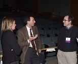 At CSBi's first annual conference, participants from a variety of fields talked about MIT's approach to systems biology, the latest way to understand and predict the behavior of complex organisms. From left, Angela Belcher, associate professor of materials science and engineering; Bruce Tidor, associate professor of bioengineering and computer science; and Peter Sorger, associate professor of biol...
