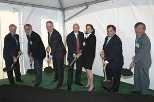 Taking part in the groundbreaking, left to right: MIT Provost Robert A.Brown; Dean of the School of Science Robert J. Silbey; MIT President Charles M. Vest; Jeffry Picower; Barbara Picower; Cambridge Mayor Michael Sullivan, and Susumu Tonegawa, the Picower Professor of Biology and Neuroscience, Nobel laureate, and founding director of the Picower Center for Learning and Memory at MIT.