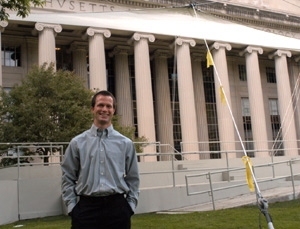 Todd Atkins of Hampden, Maine, promises to pay close attention to former Maine Sen. George Mitchell's Commencement speech on Monday.
