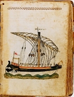A drawing of a Venetian galley from a folio page of the 15th-century manuscript of Michael of Rhodes.