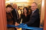 Celebrating the opening of the Electrochemical Energy Laboratory on Dec. 15 were (left to right) Assistant Dean of Engineering Donna Savicki, Professor John Heywood, Assistant Professor Yang Shao-Horn and Provost Robert A. Brown.