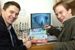 MIT Professor Gerbrand Ceder (left) and research associate Dane Morgan, both of the Department of Materials Science and Engineering, mine for materials with computers.