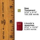 The New Testament of the King James Bible reproduced on a five-millimeter tablet by MIT Professor Pawan Sinha and two colleagues is listed as the smallest printed book reproduction in the 2003 Guinness Book of World Records. By comparison, "Lincoln," smallest book in the MIT Archives, contains four speeches by Abraham Lincoln in 160 pages of 2-point type (1/36th of an inch high).