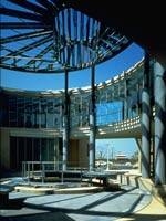 The courtyard of the Center for the Arts, designed by Santos, at Albright College in Reading, Pa.