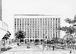 An artist's rendering of the original Tech Square complex.
