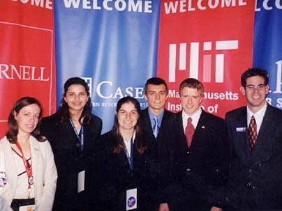 Six MIT students who participated in a student debate at Case Western Reserve. From left: Gillian Harding, Lakshmi Nambiar, Rebecca Lessem, Chris Suarez, Ken Nesmith and John Velasco