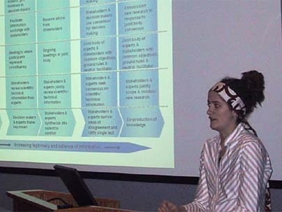 MIT urban studies graduate student Lindsay Campbell discusses ways of applying the MIT-USGS Science Impact Collaborative's consensus-building process.