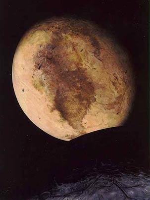 An artist's conception of Pluto and its moon Charon.