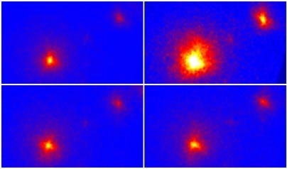 The X-Ray Imaging Spectrometer observatory recently took these images of a galaxy cluster (one for each of four cameras and telescopes key to the device).